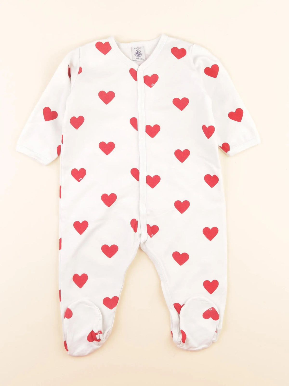 Pyjama coton blanc, rouge
