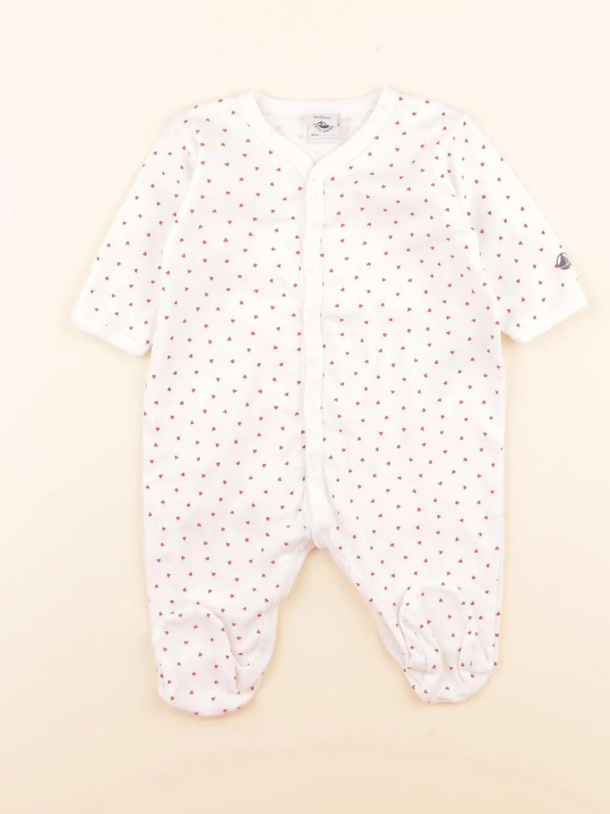 Pyjama coton blanc, rouge