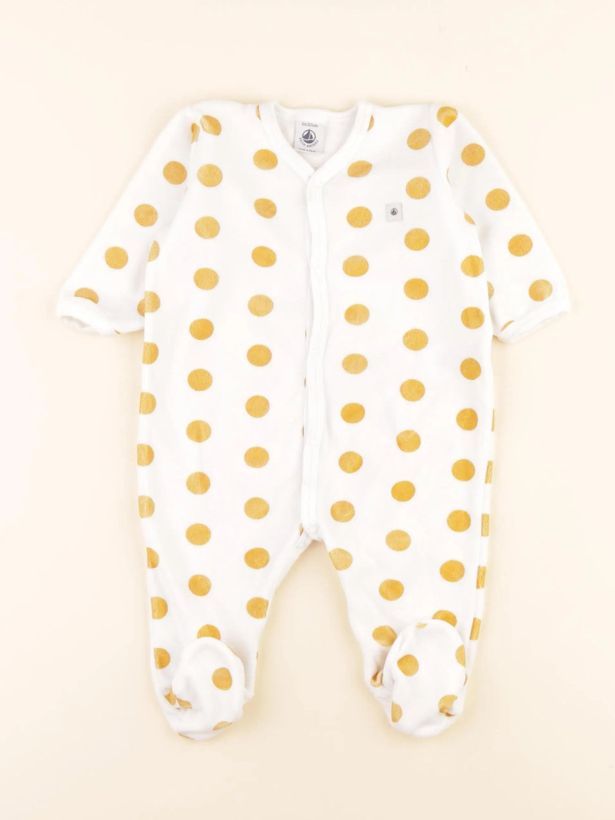 Pyjama velours blanc, jaune
