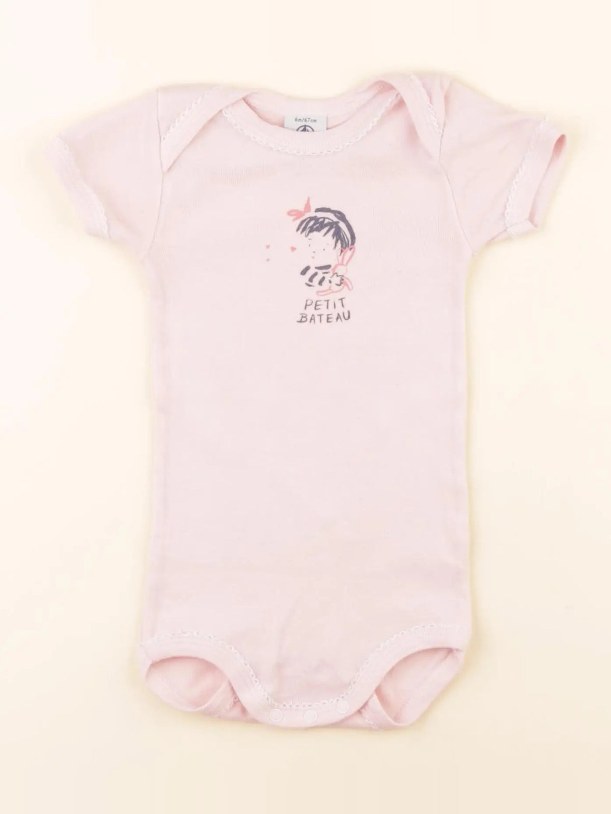 Petit Bateau - body rose - 6 mois