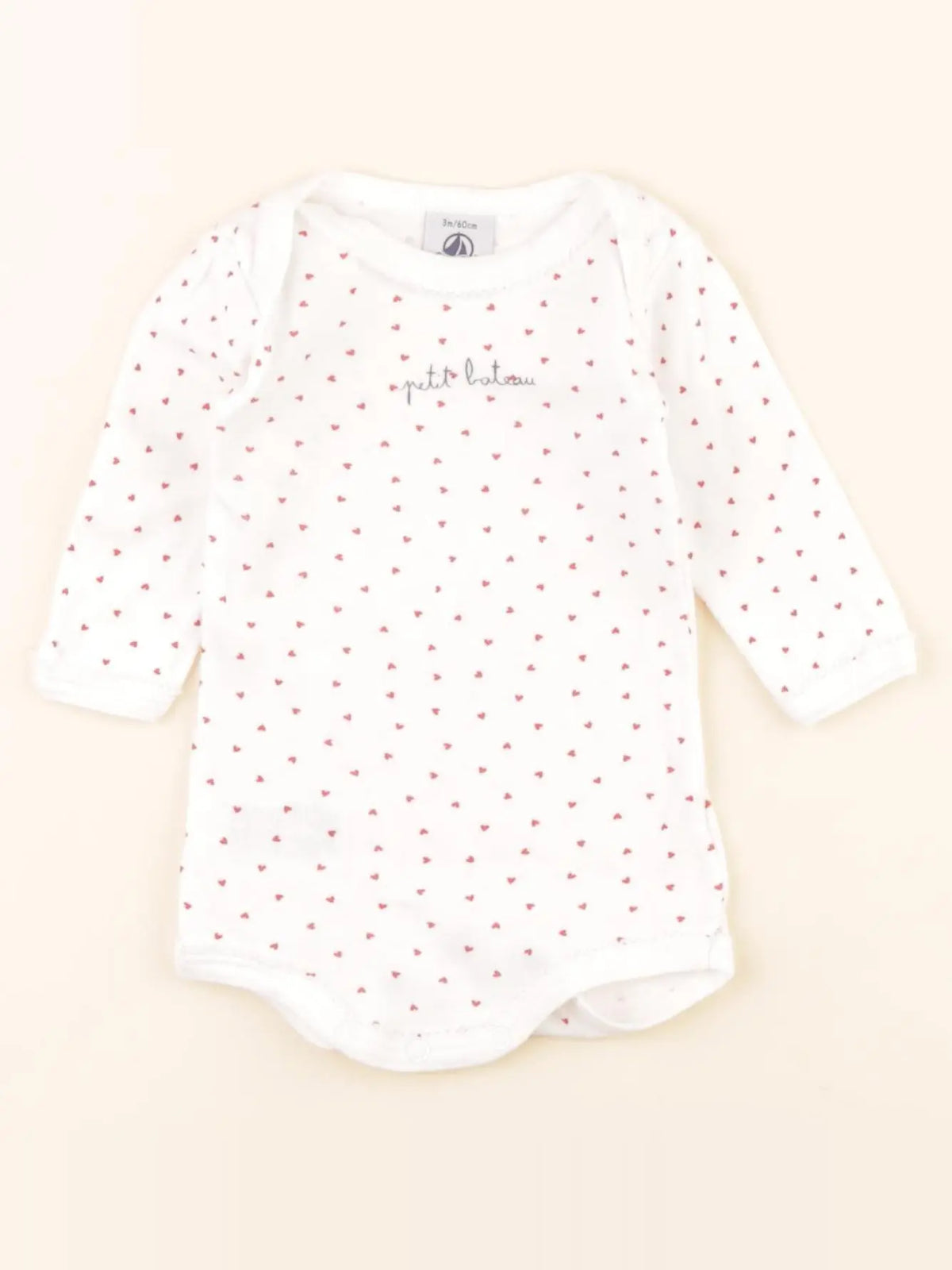 Petit Bateau - body blanc, rouge - 3 mois
