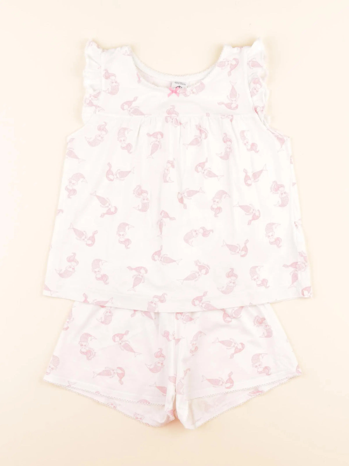 Pyjama coton blanc, rose