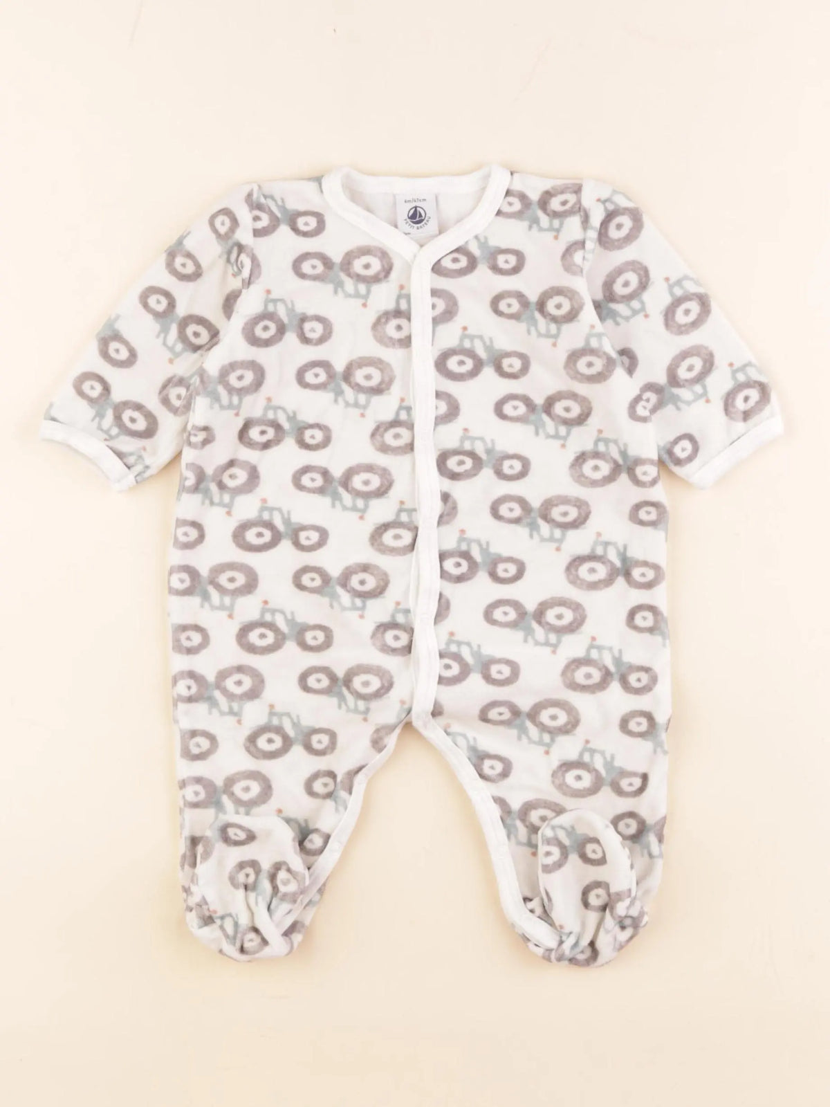 Petit Bateau - pyjama velours blanc - 6 mois