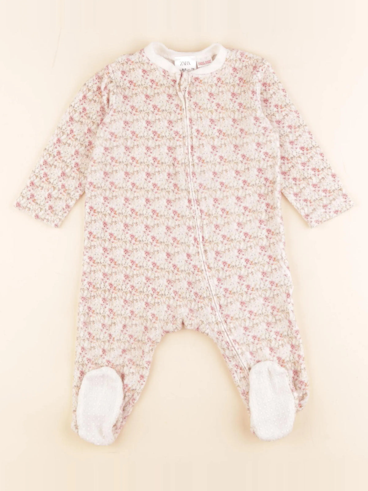 Zara - pyjama velours blanc - 6/9 mois