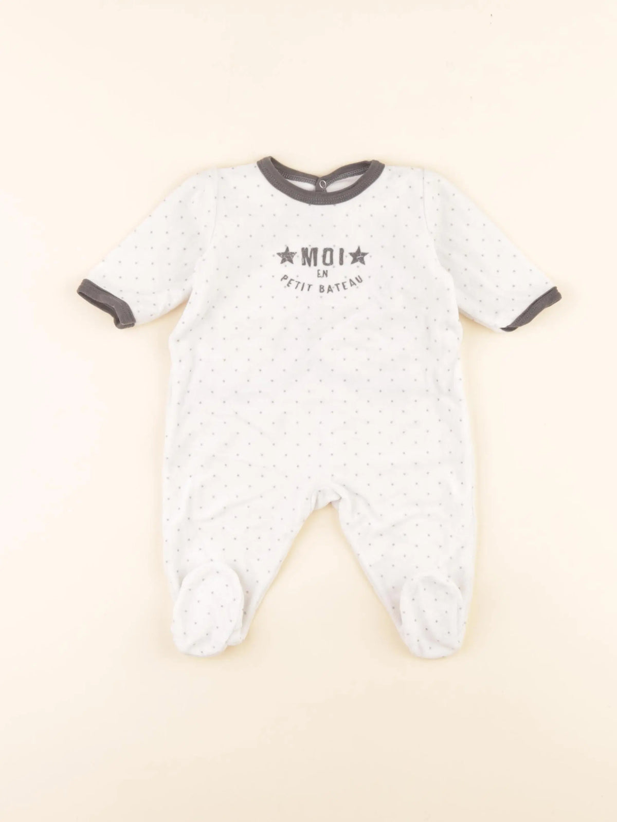 Pyjama velours blanc, gris