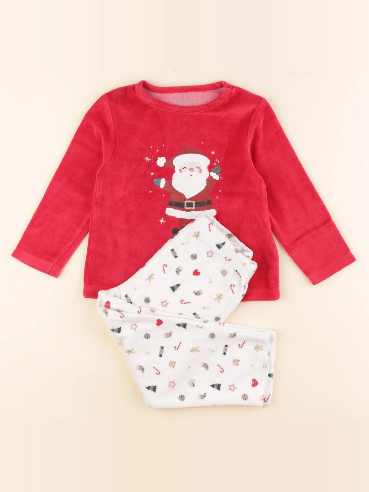 Vertbaudet - pyjama velours rouge - 3 ans
