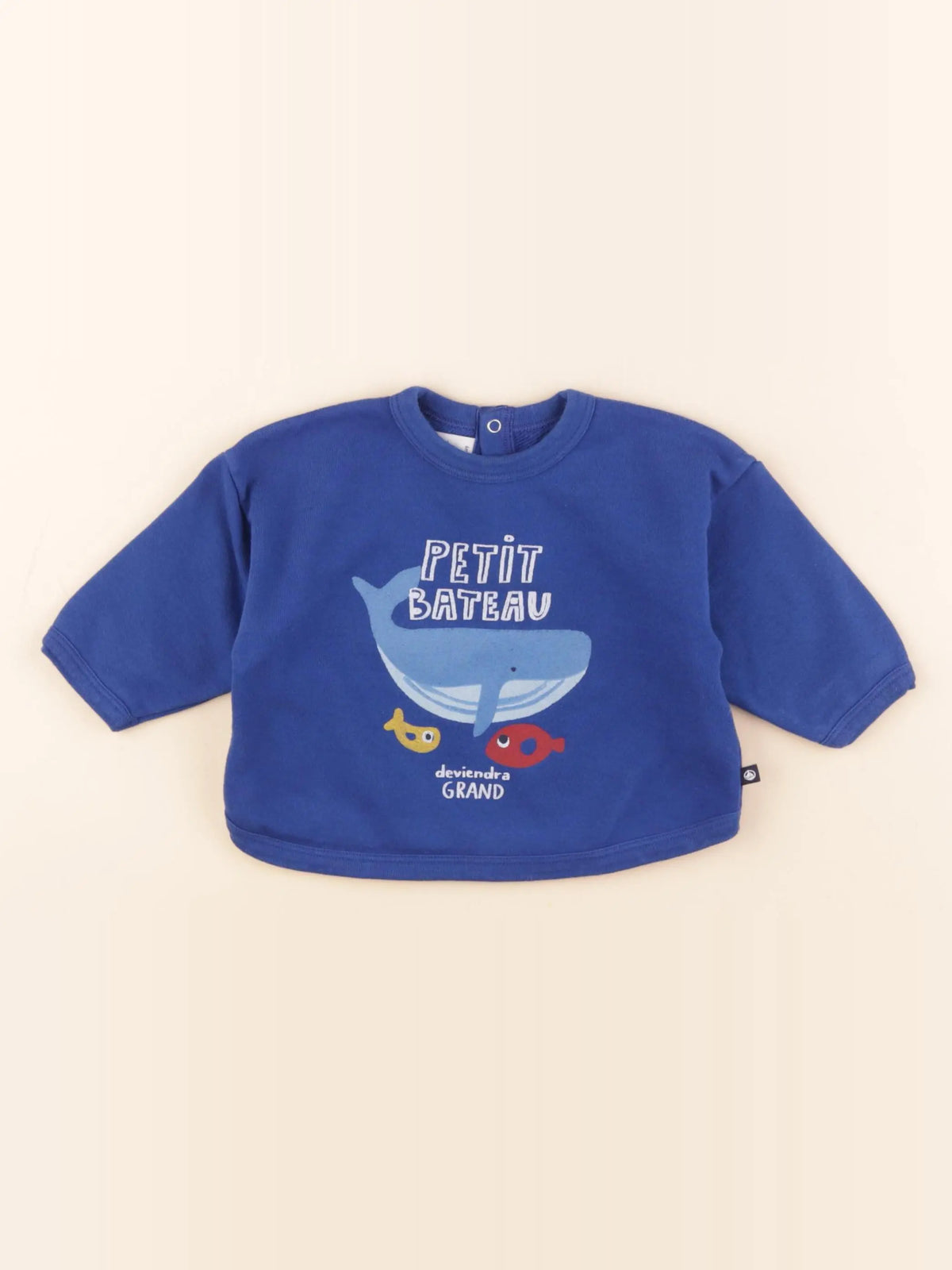 Petit Bateau - sweat coton bleu - 6 mois