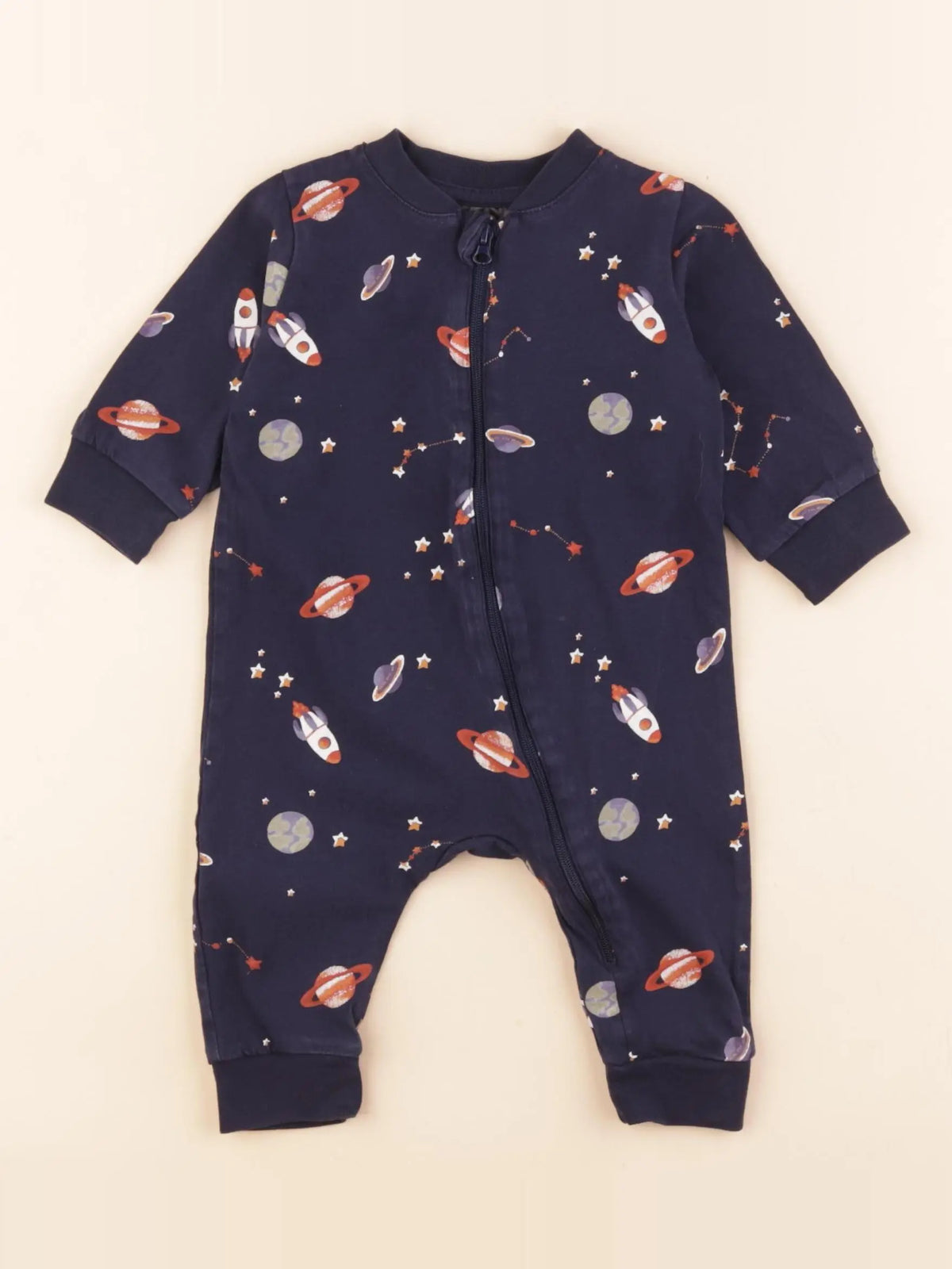 H&M - pyjama coton bleu - 2/4 mois