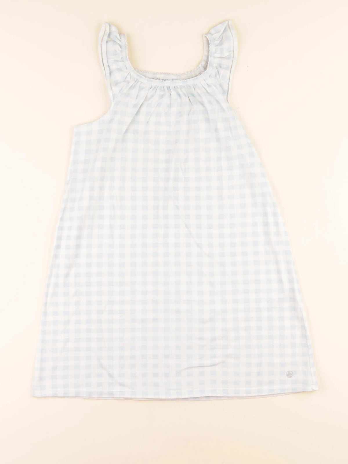 Chemise de nuit coton blanc, bleu