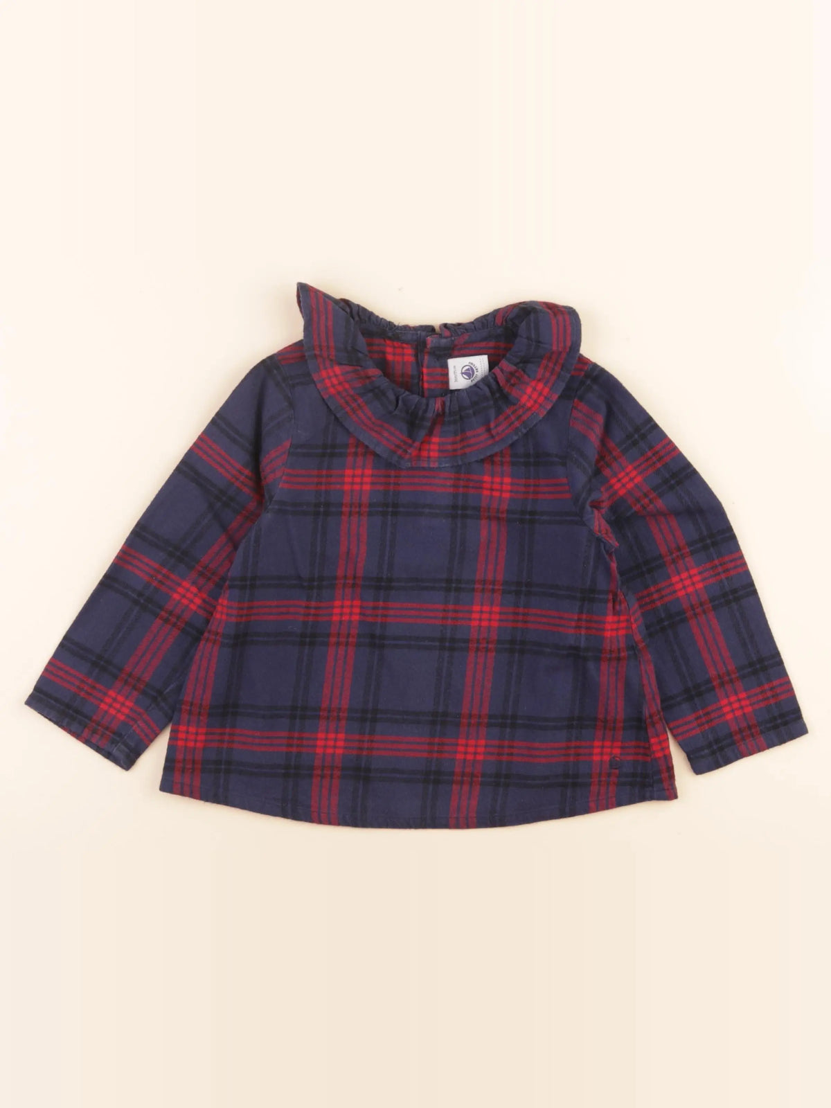 Blouse bleu, rouge