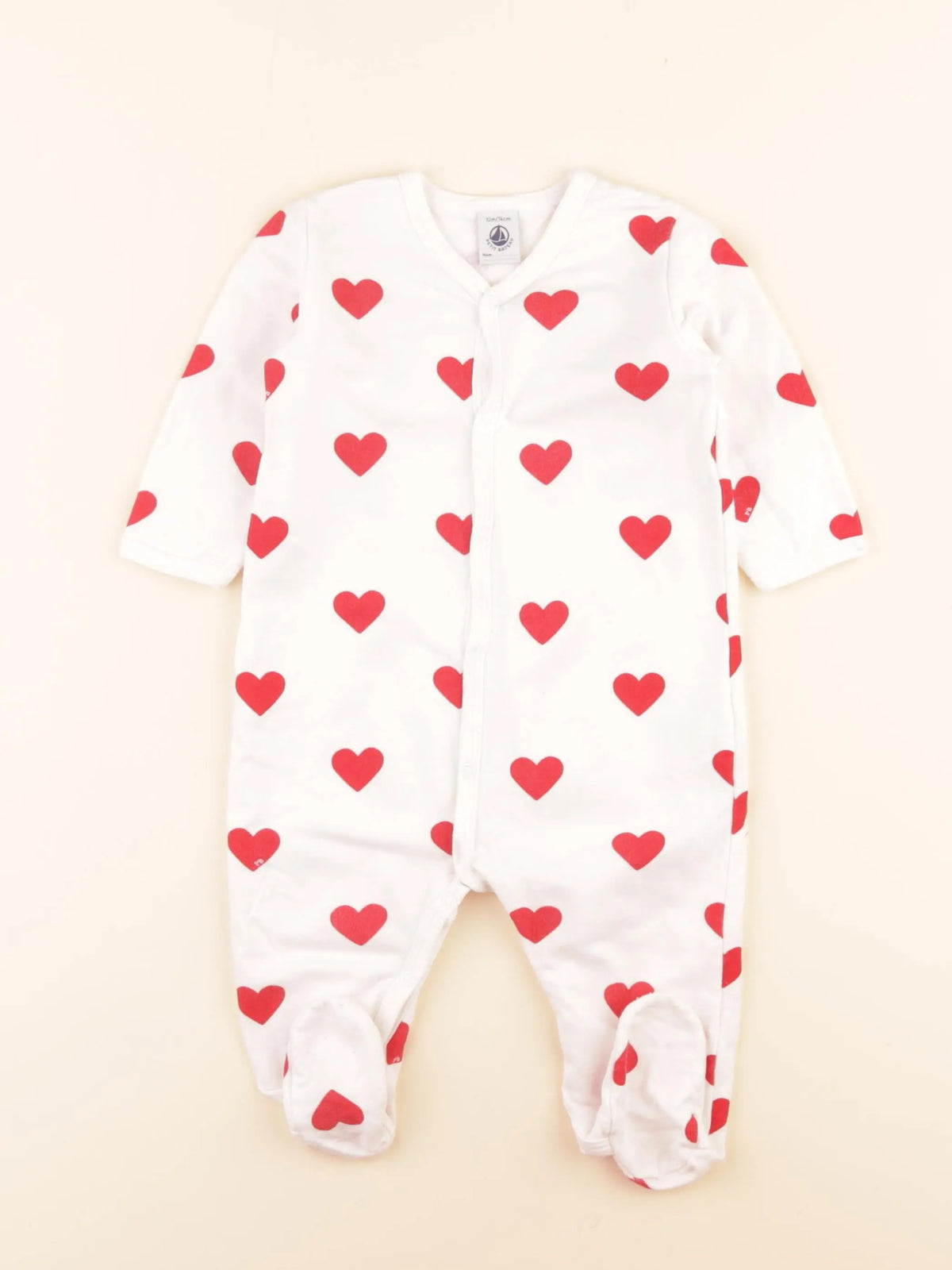 Pyjama coton blanc, rouge