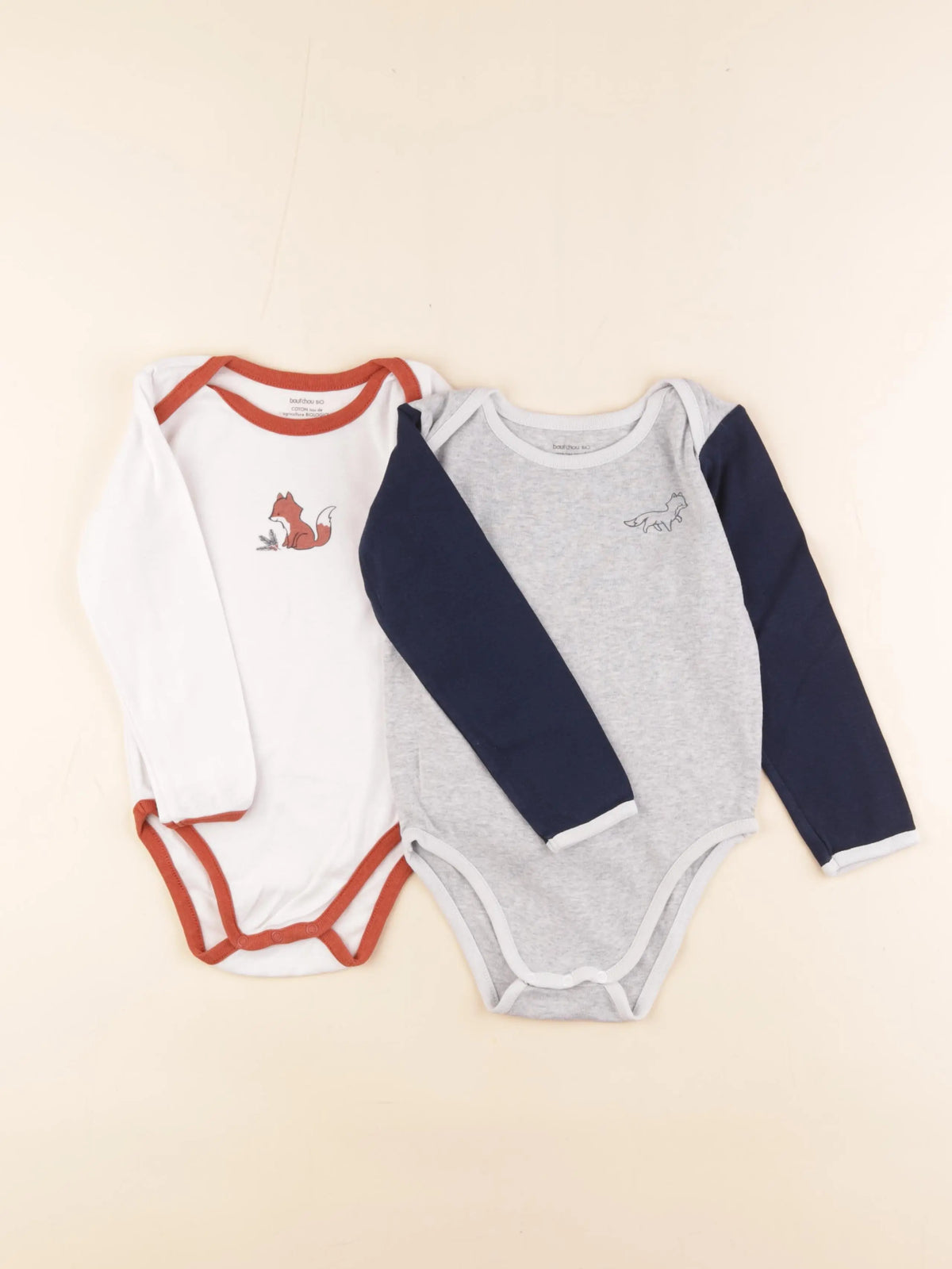 Boutchou - lot de 2 bodies en coton blanc, gris - 36 mois
