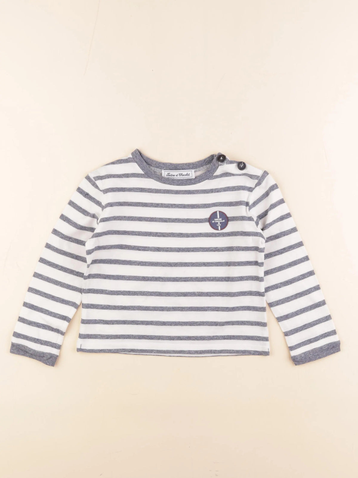Tartine & Chocolat - tee-shirt blanc, gris - 4 ans