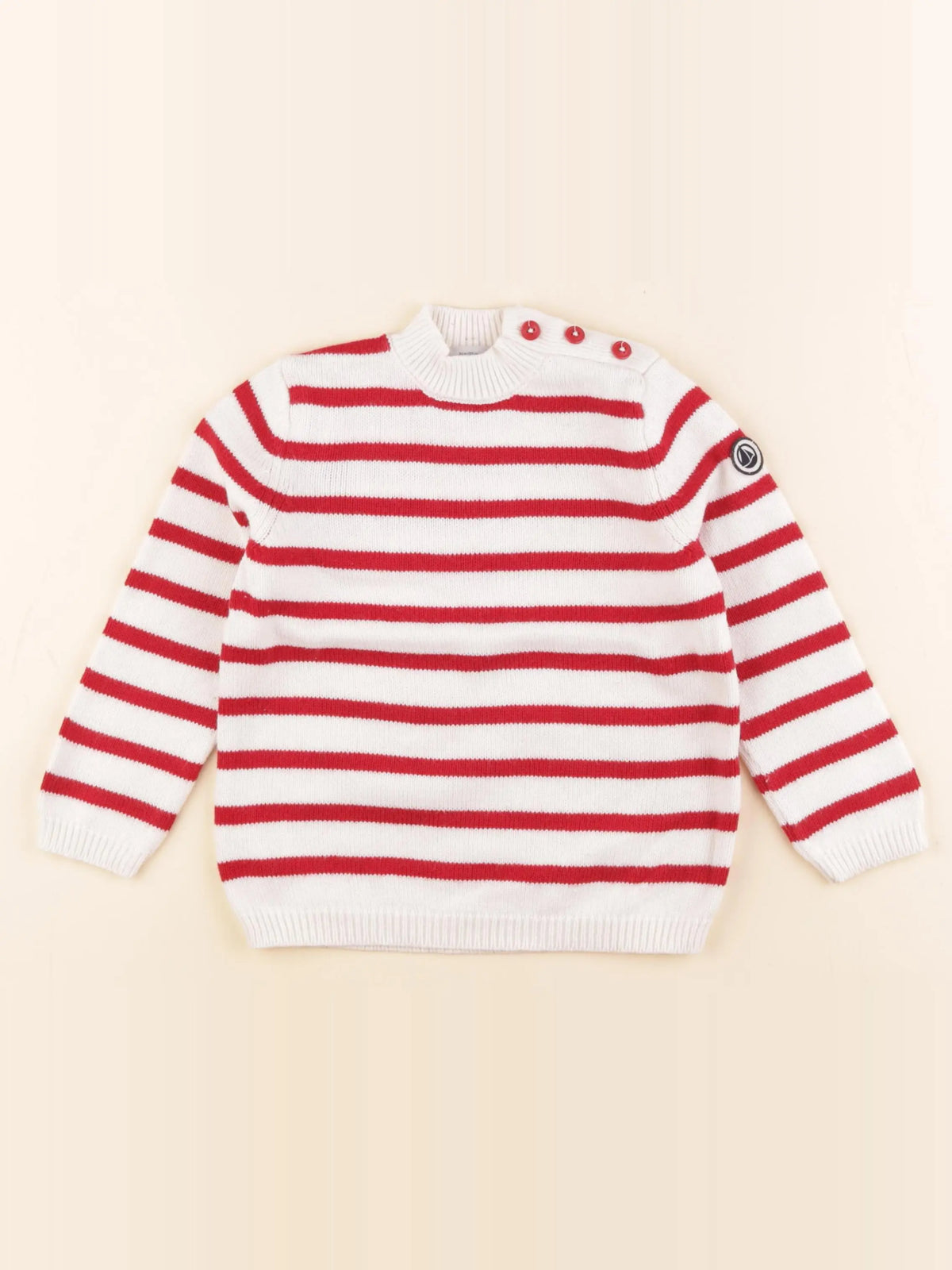 Petit Bateau - pull rouge, blanc - 36 mois