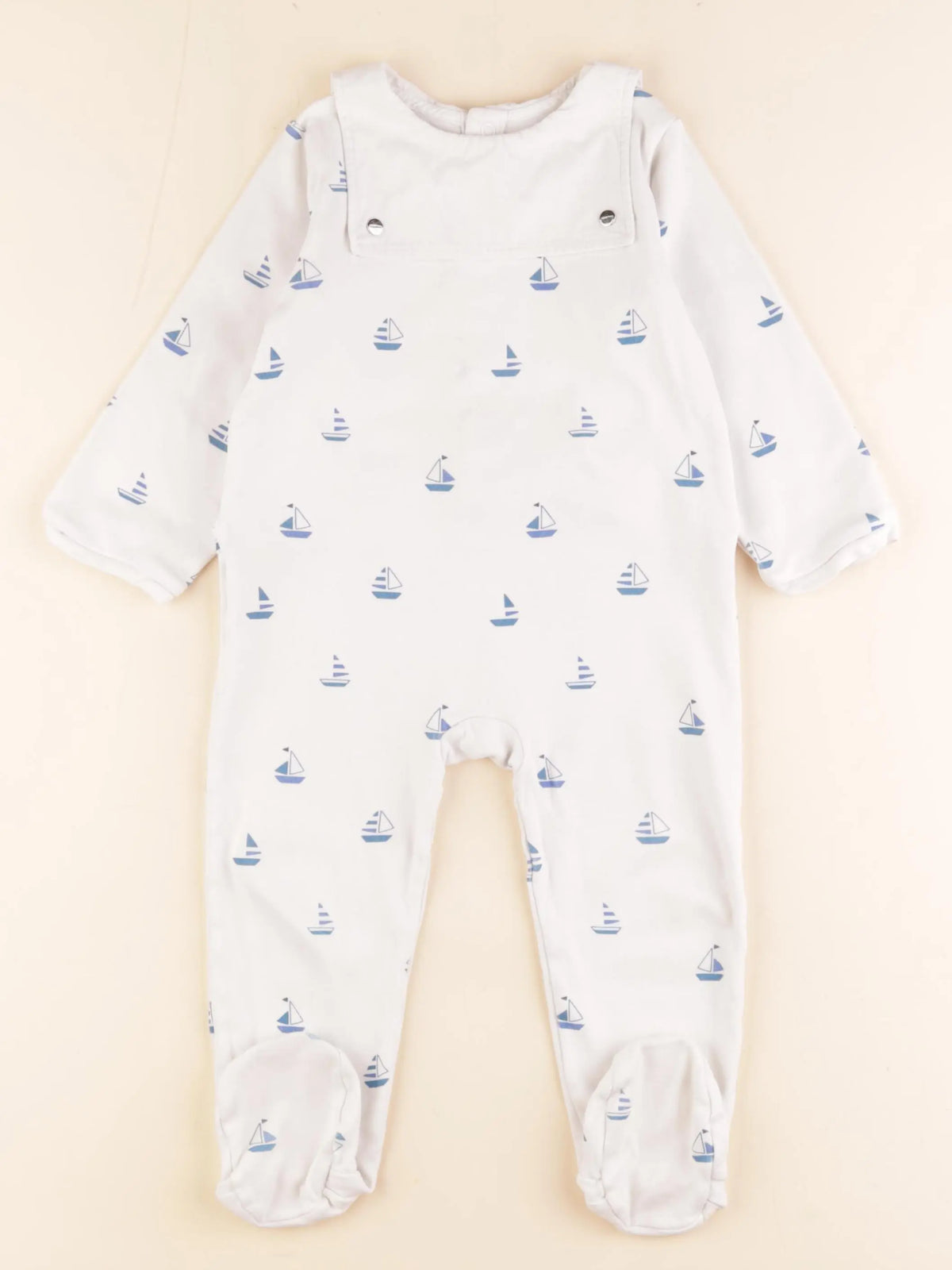 Jacadi - pyjama coton blanc, bleu - 24 mois