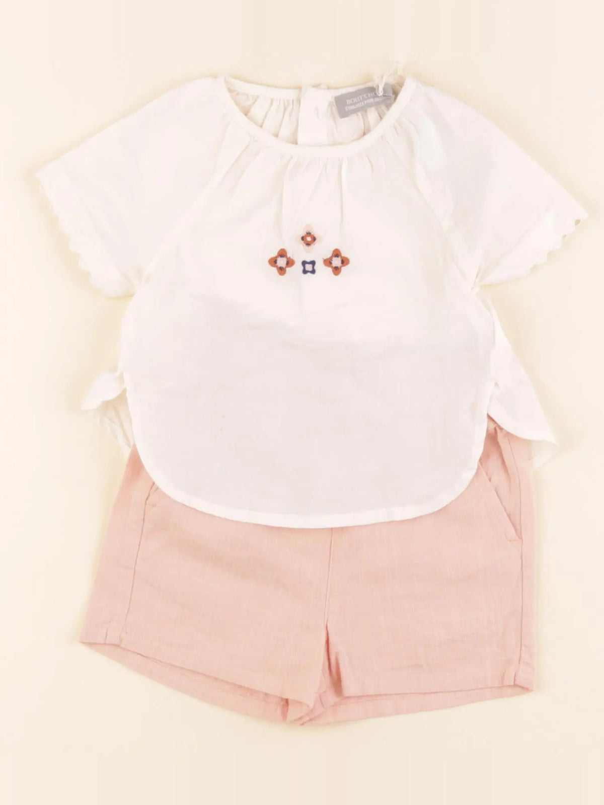 Boutchou - ensemble blanc, rose - 6 mois