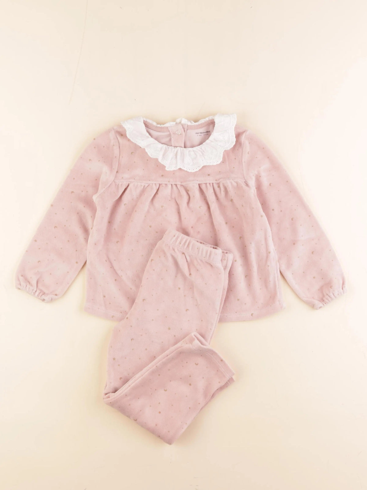 Vertbaudet - pyjama velours rose - 4 ans