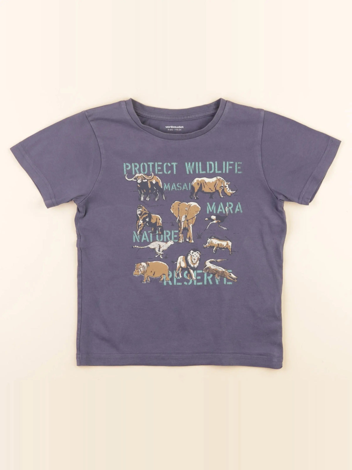 Vertbaudet - tee-shirt bleu - 6 ans
