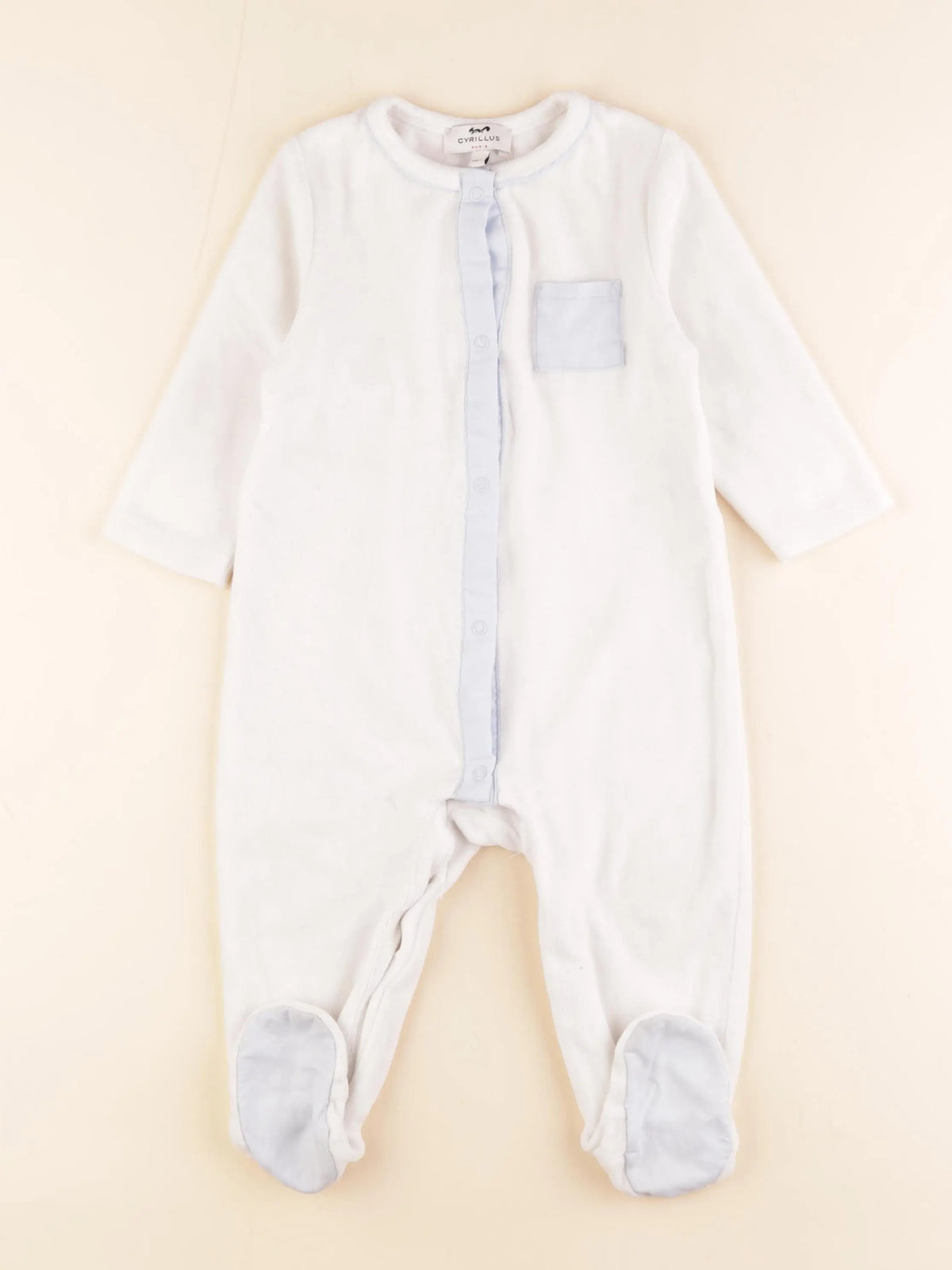 Cyrillus - pyjama velours blanc, bleu - 18 mois