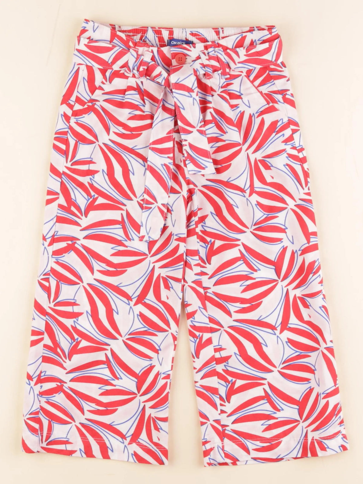 Okaidi - pantalon blanc, rouge - 5 ans