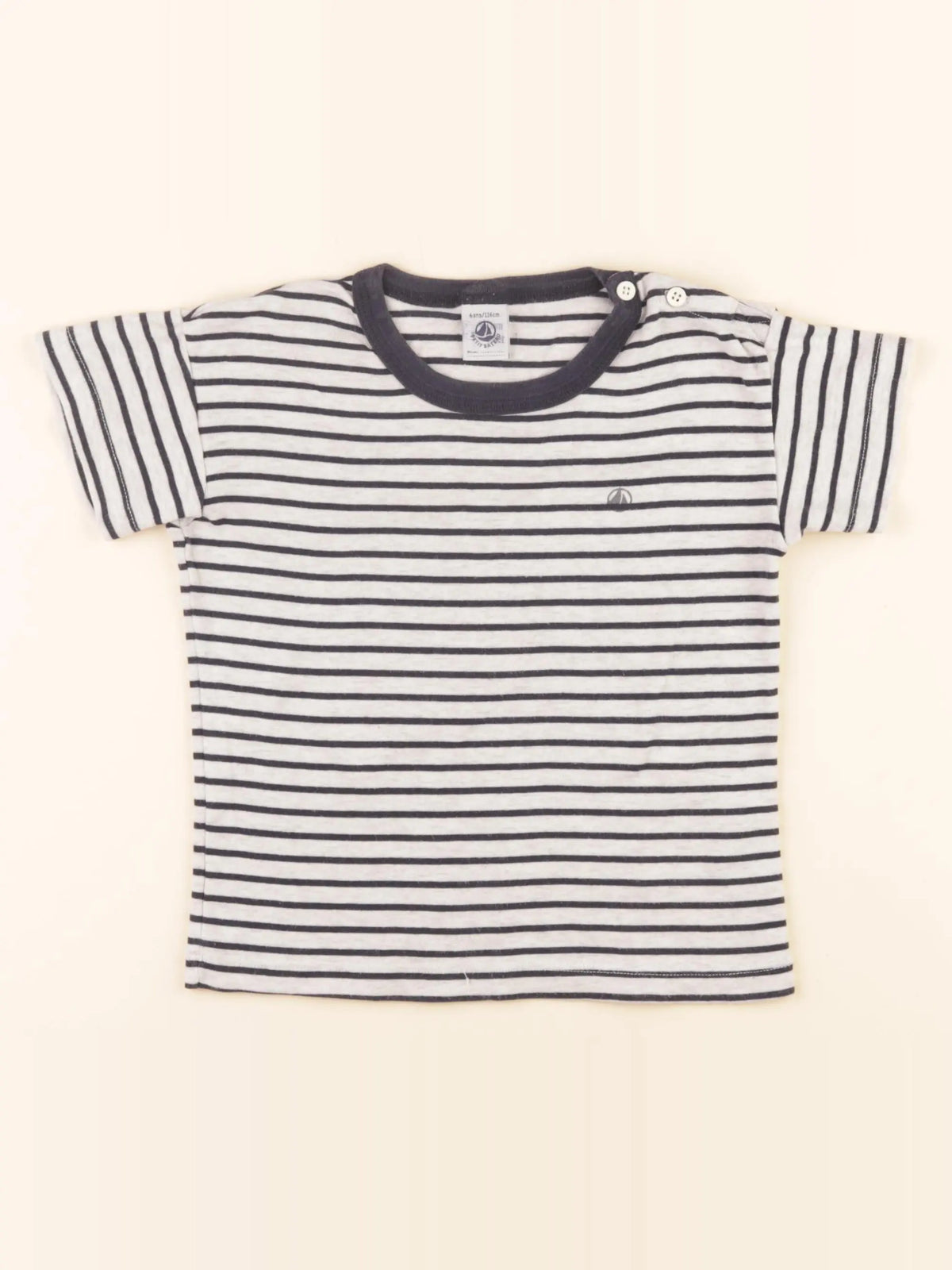 Petit Bateau - maillot de corps bleu, gris - 6 ans