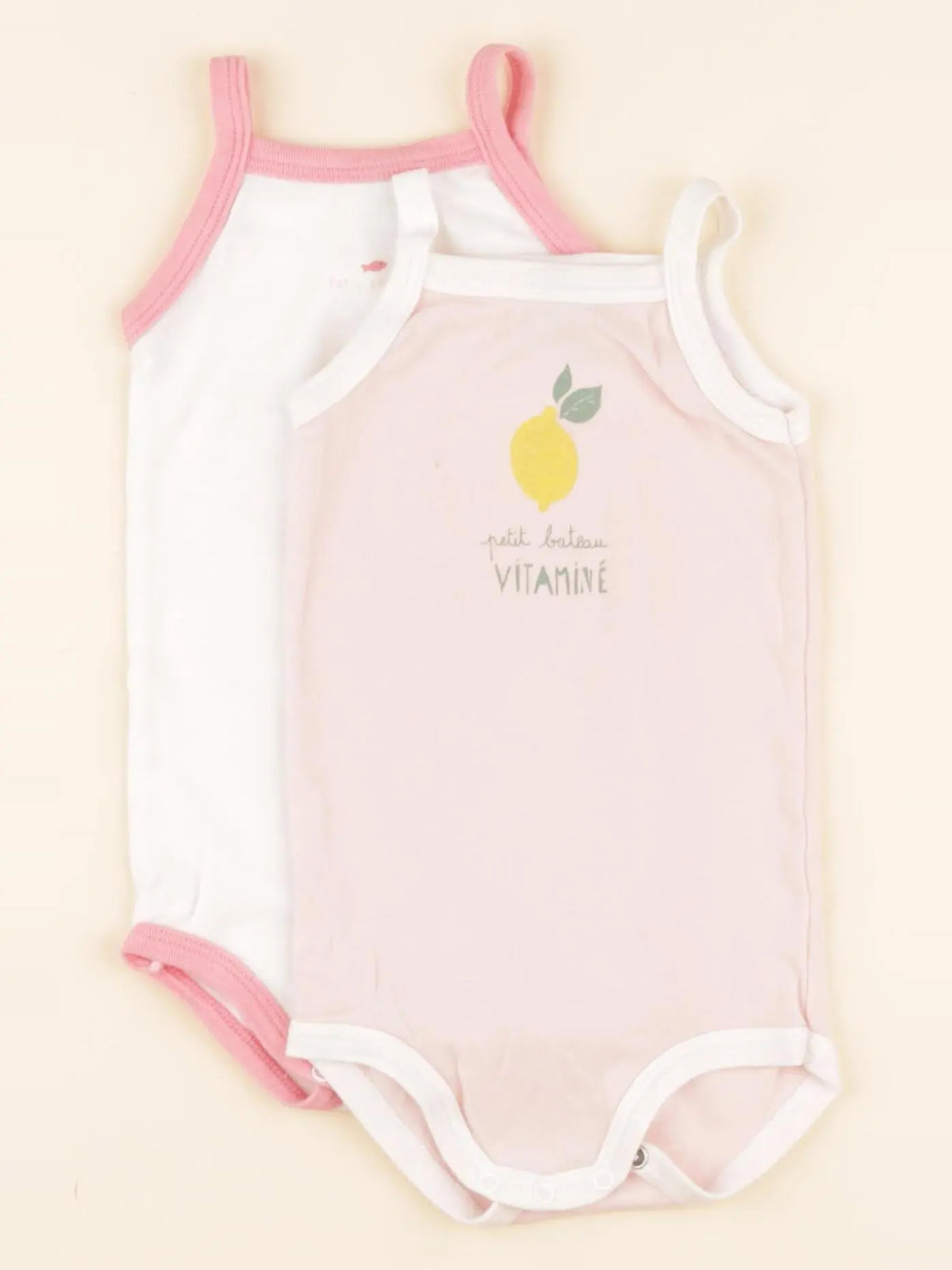 Lot de 2 bodies en coton rose, blanc
