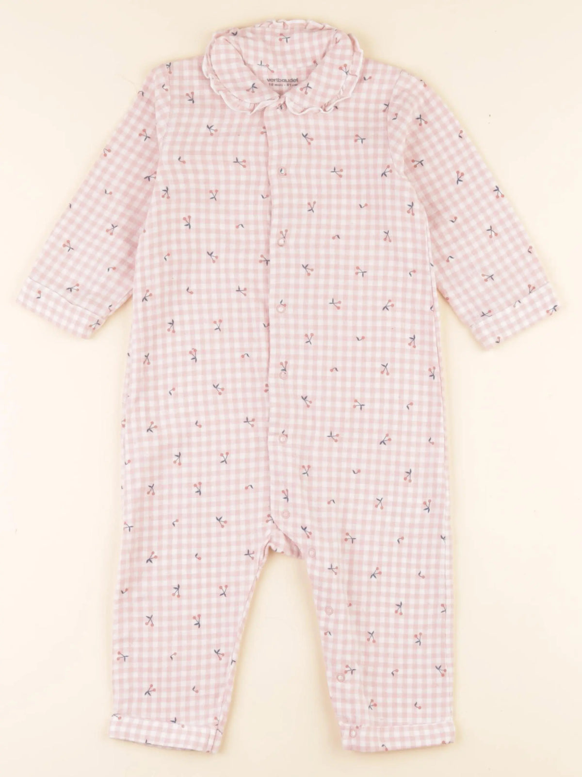 Vertbaudet - pyjama coton blanc, rose - 18 mois