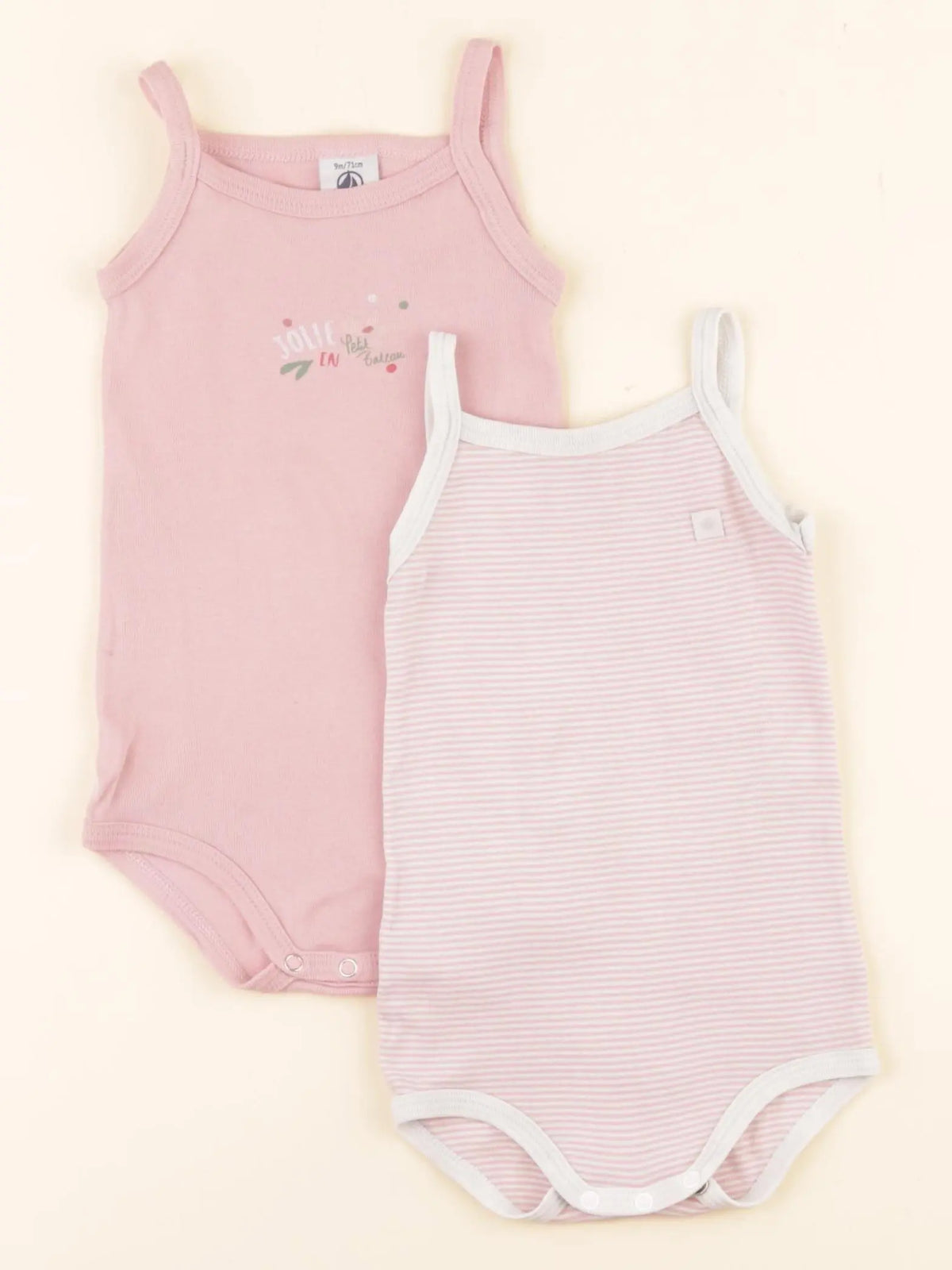 Petit Bateau - lot de 2 bodies en coton rose - 9 mois