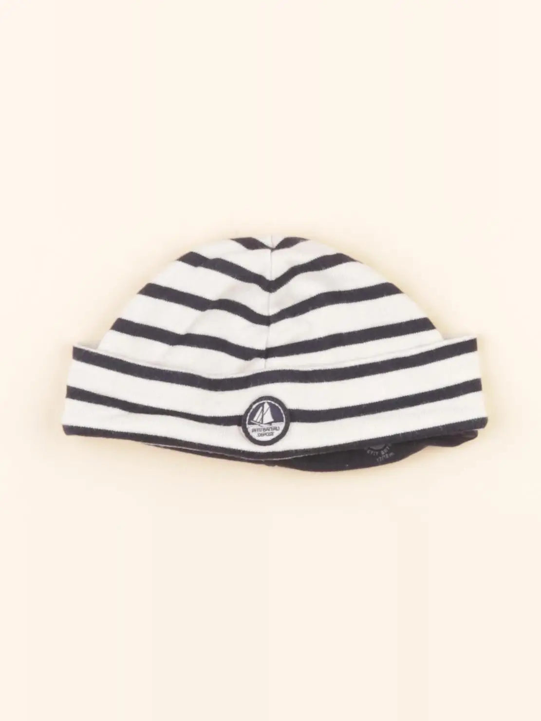 Petit Bateau - bonnet blanc, bleu - 12/18 mois