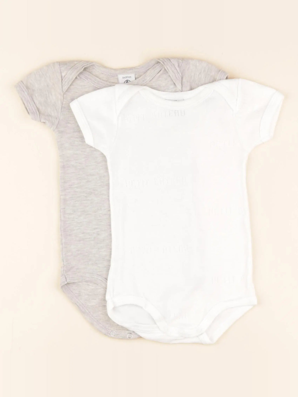 Lot de 2 bodies en coton blanc, gris