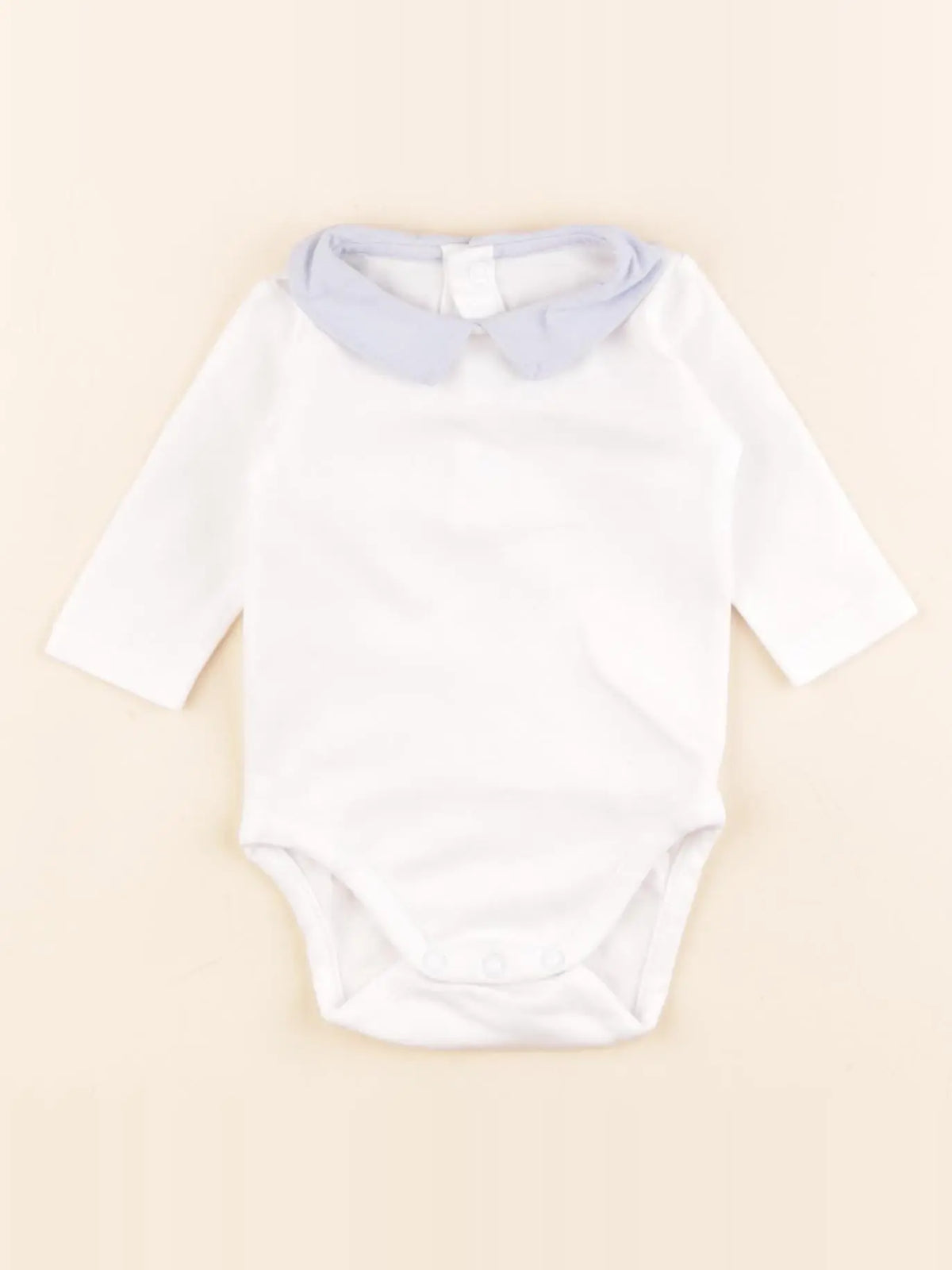 Jacadi - body à col blanc, bleu - 1 mois