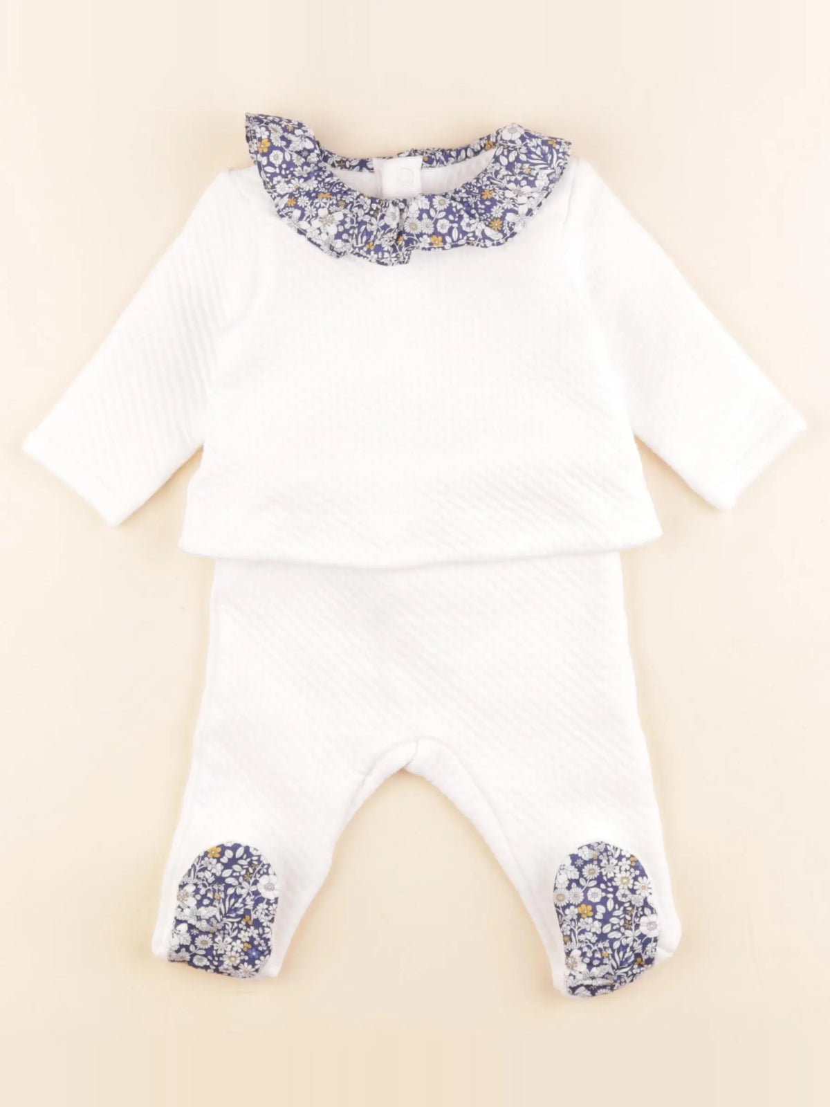 Jacadi - pyjama coton blanc, bleu - 6 mois