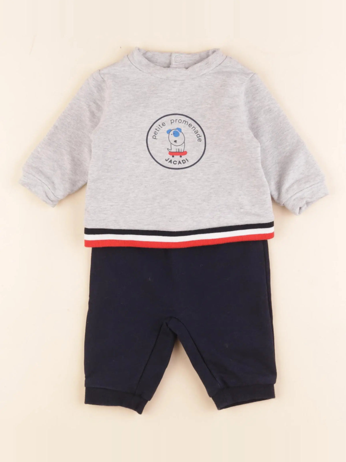 Jacadi - ensemble bleu, gris - 3 mois