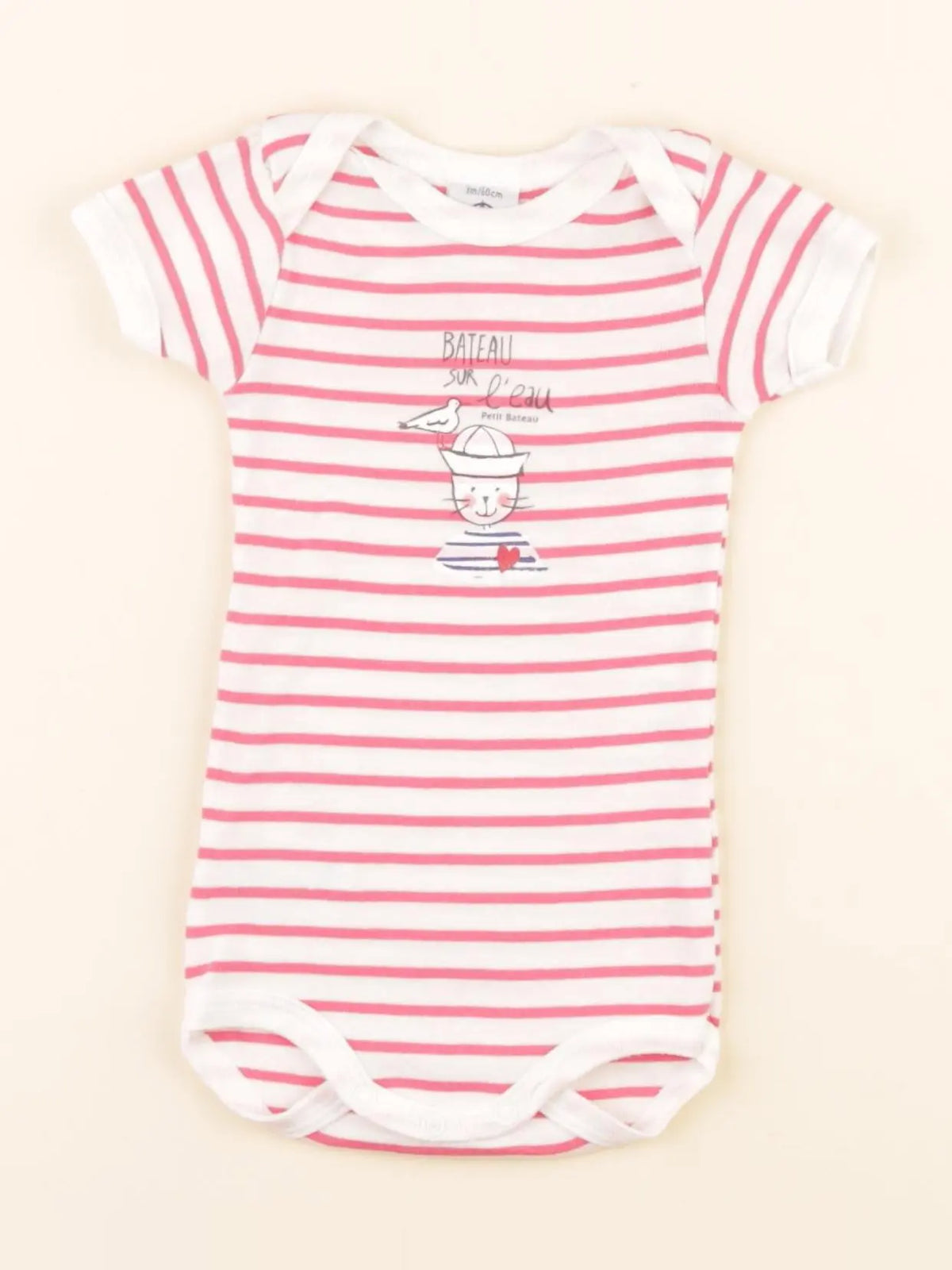 Petit Bateau - body rose - 3 mois