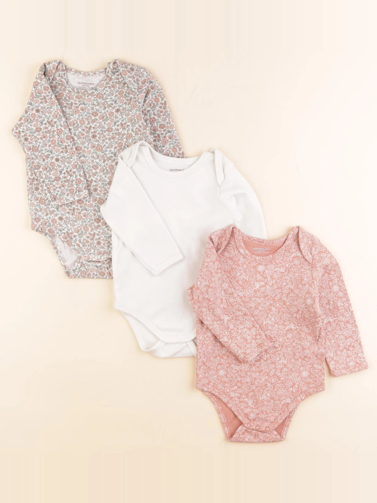Vertbaudet - lot de 3 bodies en coton multicolore - 12 mois