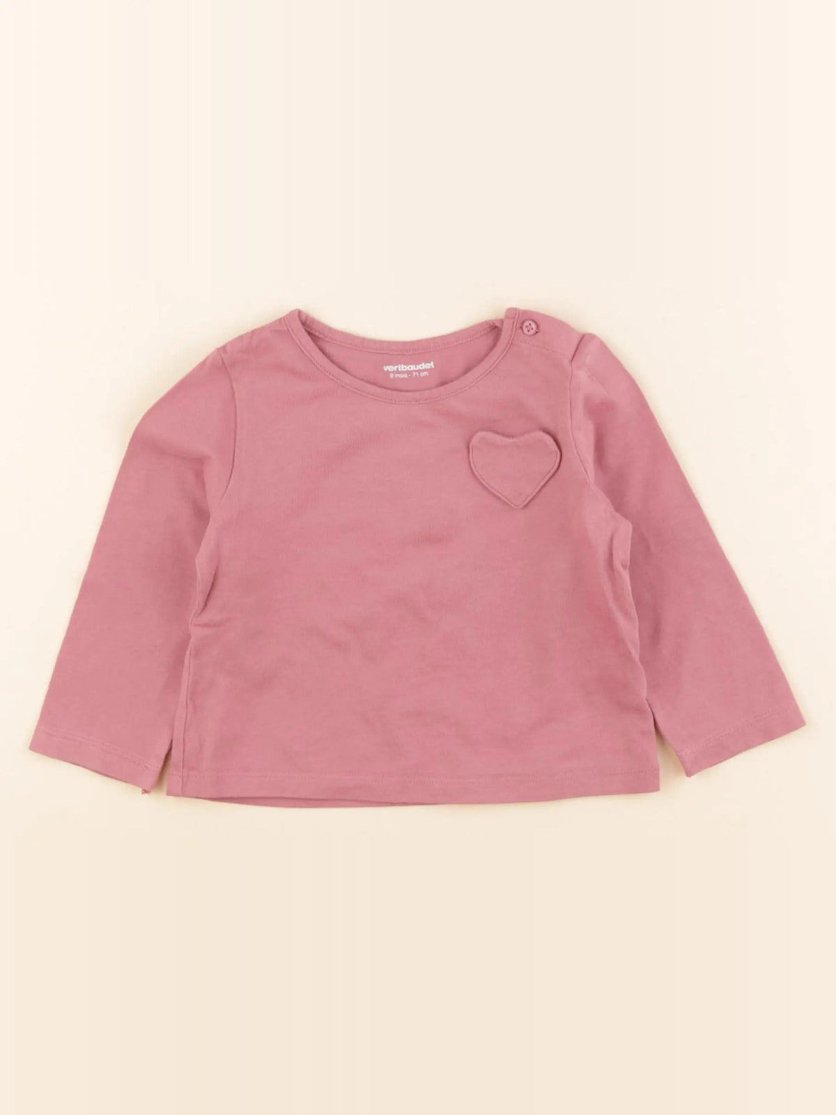 Vertbaudet - tee-shirt rose - 9 mois