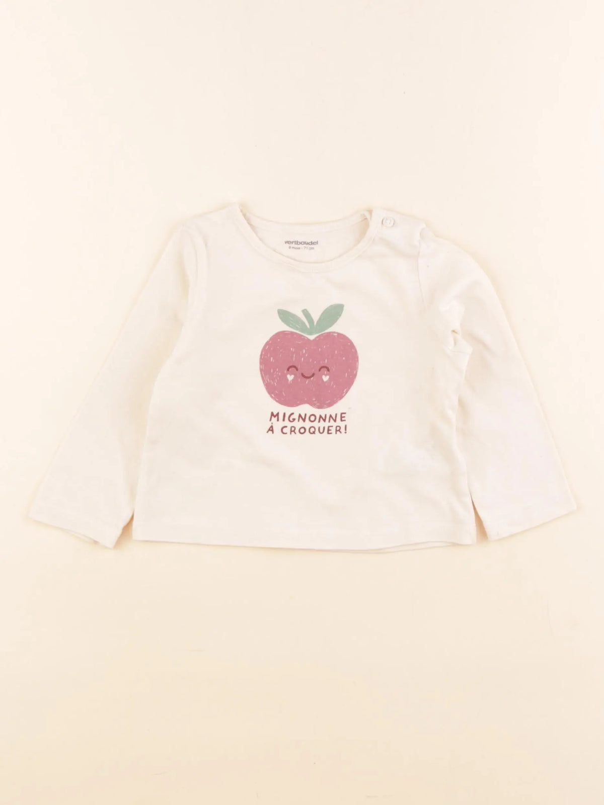Vertbaudet - tee-shirt beige - 9 mois
