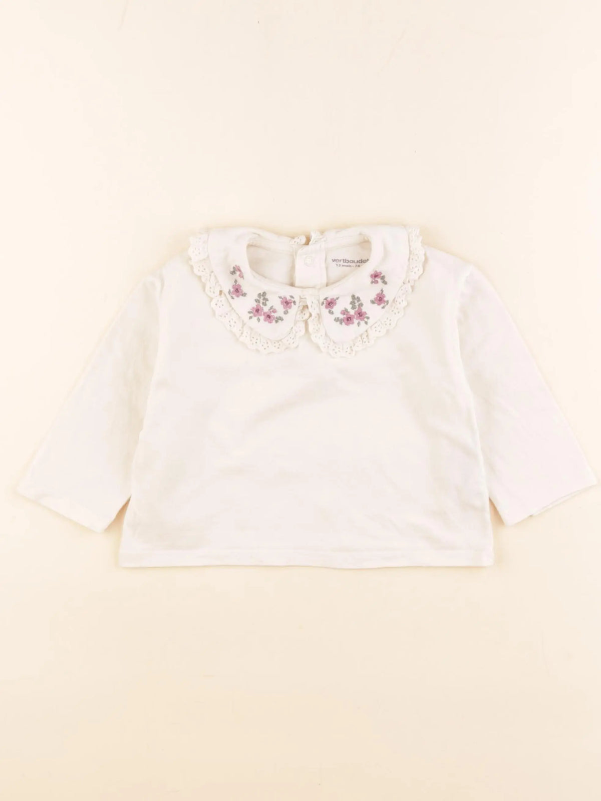 Vertbaudet - tee-shirt beige - 12 mois