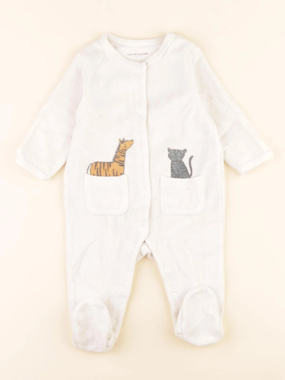 Vertbaudet - pyjama velours beige - 6 mois