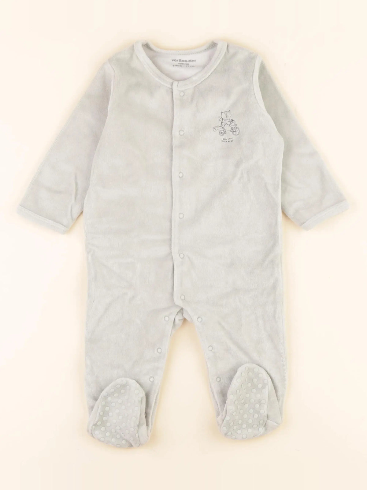 Vertbaudet - pyjama velours vert - 9 mois