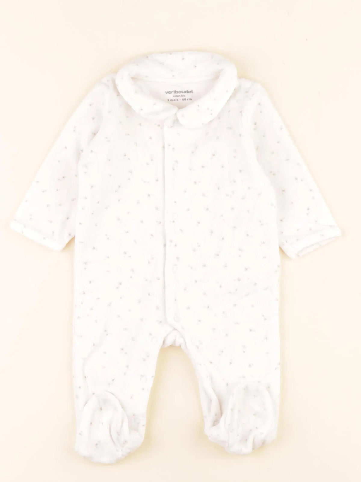 Vertbaudet - pyjama velours blanc - 3 mois