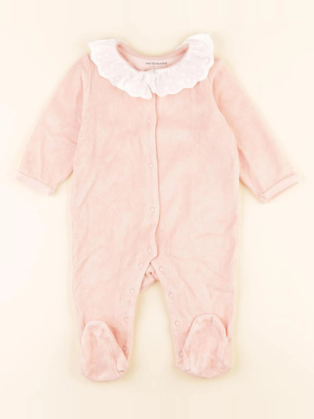 Vertbaudet - pyjama velours rose - 6 mois