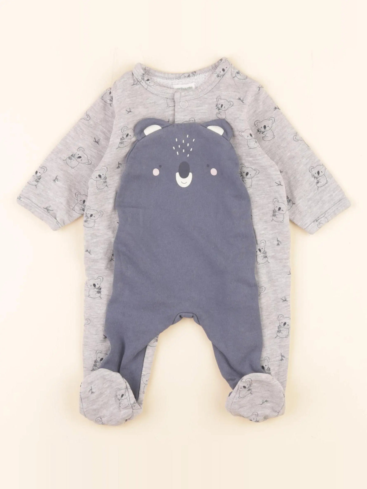 Vertbaudet - pyjama coton gris - 3 mois