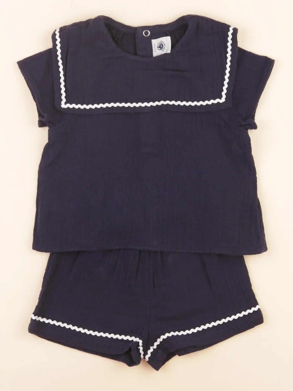 Petit Bateau - ensemble bleu - 12 mois
