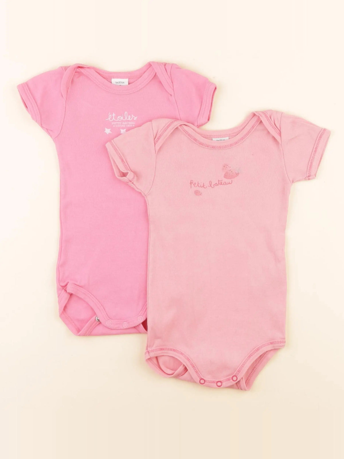 Petit Bateau - lot de 2 bodies en coton rose - 6 mois