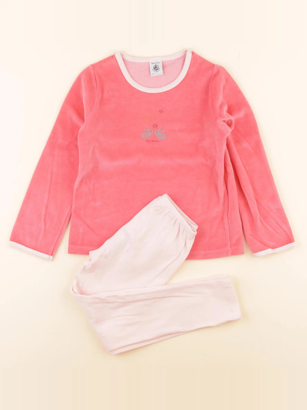Petit Bateau - pyjama velours rose - 5 ans