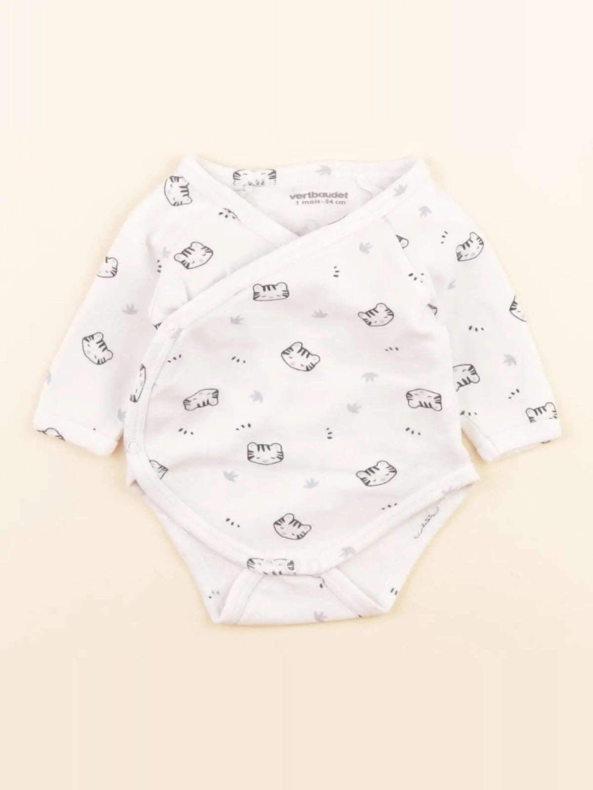 Vertbaudet - body blanc, bleu - 1 mois