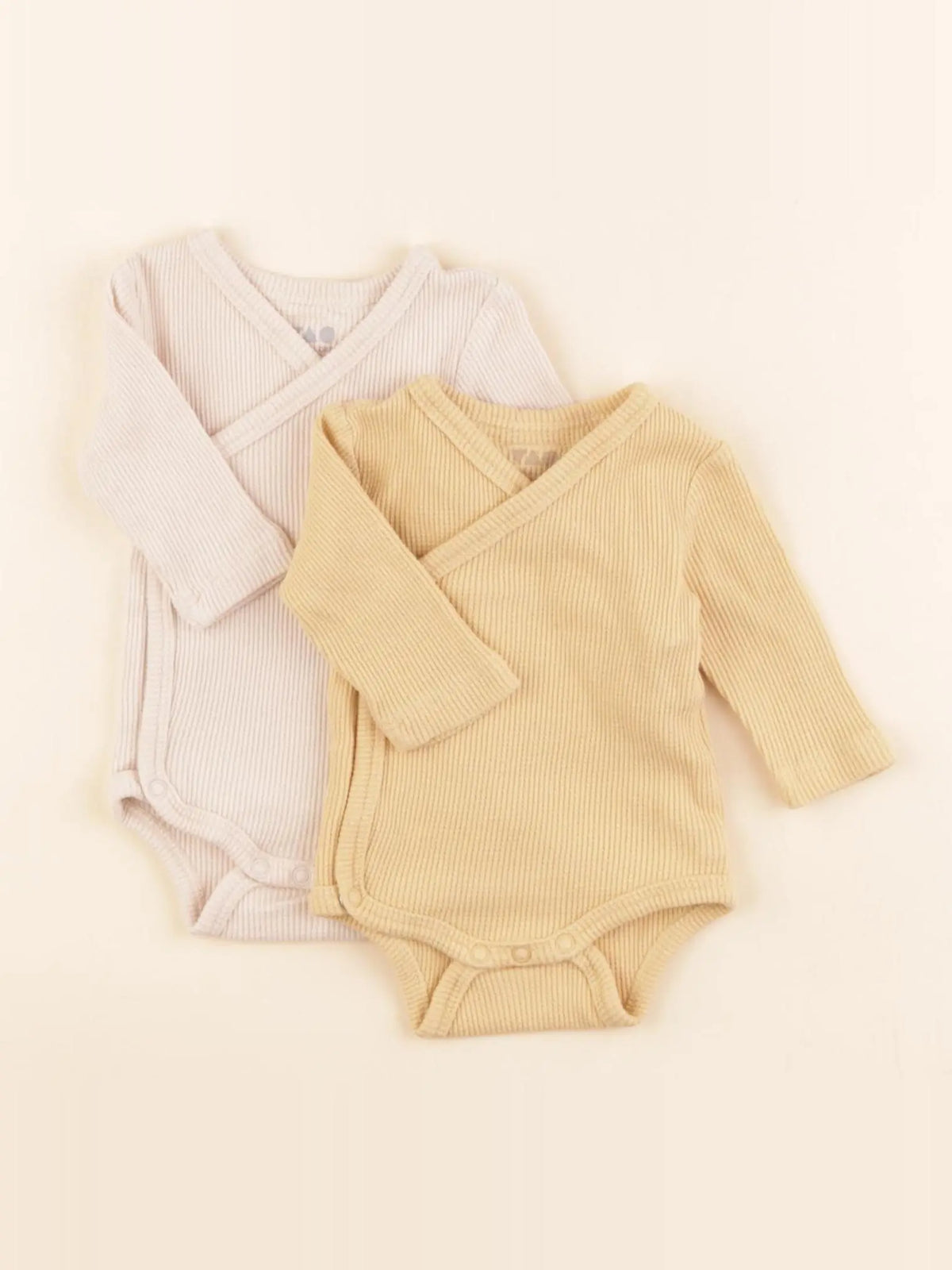Tape à l'oeil - lot de 2 bodies en coton jaune, beige - 0 mois