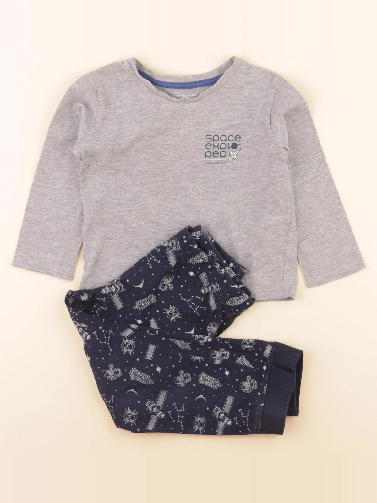 Vertbaudet - pyjama coton bleu, gris - 3 ans