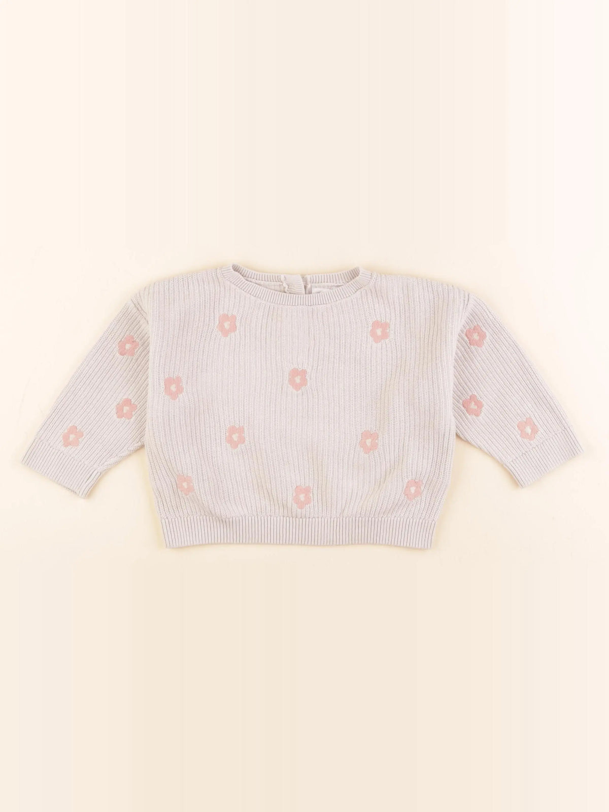Vertbaudet - pull beige, rose - 18 mois